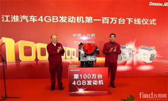 江淮汽车总经理项兴初、高级技师许德稳为第100万台4GB发动机揭幕 江淮汽车总经理项兴初、高级技师许德稳为第100万台4GB发动机揭幕