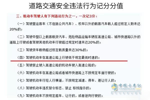 超过最低速度行驶扣3分