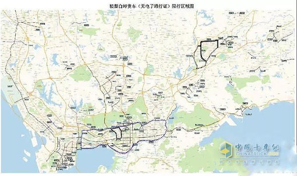 轻型自卸货车(无电子通行证)限行区域图